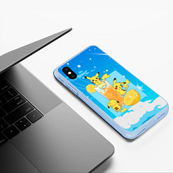 Чехол iPhone XS Max матовый Пикачу в лимонаде, цвет: 3D-голубой — фото 2