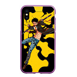 Чехол iPhone XS Max матовый Трафальгар Ло из One Piece, цвет: 3D-фиолетовый