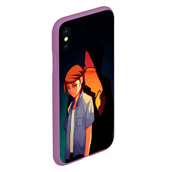 Чехол iPhone XS Max матовый Анимационные Элли и Джоел, цвет: 3D-фиолетовый — фото 2