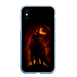 Чехол iPhone XS Max матовый DARK WOLF, цвет: 3D-голубой
