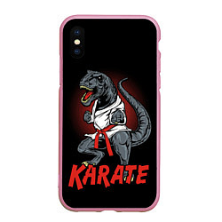 Чехол iPhone XS Max матовый KARATE T-REX, цвет: 3D-розовый