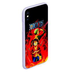 Чехол iPhone XS Max матовый Зоро и Луффи в огне One Piece, цвет: 3D-светло-сиреневый — фото 2