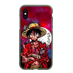 Чехол iPhone XS Max матовый Луффи One Piece Большой куш, цвет: 3D-темно-зеленый