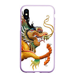 Чехол iPhone XS Max матовый Желтый китайский дракон 3D