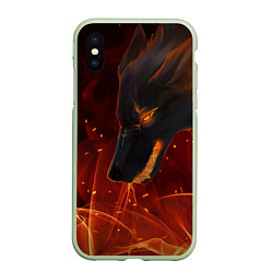 Чехол iPhone XS Max матовый ОГНЕНЫЙ ВОЛК, 3d