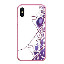 Чехол iPhone XS Max матовый Фиолетовые нити, цвет: 3D-розовый