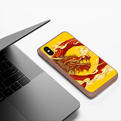 Чехол iPhone XS Max матовый Китайский Дракон, China Dragon, цвет: 3D-коричневый — фото 2