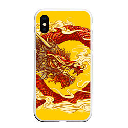 Чехол iPhone XS Max матовый Китайский Дракон, China Dragon, цвет: 3D-белый