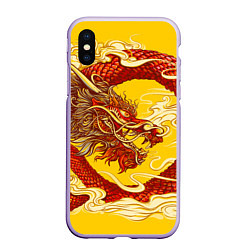 Чехол iPhone XS Max матовый Китайский Дракон, China Dragon, цвет: 3D-светло-сиреневый