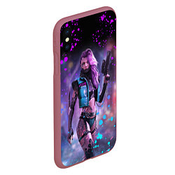 Чехол iPhone XS Max матовый CYBERPUNK 2077 NEON КИБЕРПАНК НЕОН Z, цвет: 3D-малиновый — фото 2