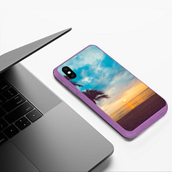 Чехол iPhone XS Max матовый Пейзаж, цвет: 3D-фиолетовый — фото 2