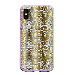 Чехол iPhone XS Max матовый Versace gold & white, цвет: 3D-сиреневый