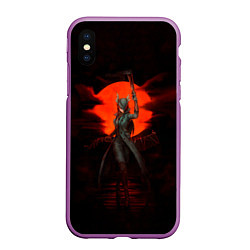 Чехол iPhone XS Max матовый Blood moon, цвет: 3D-фиолетовый