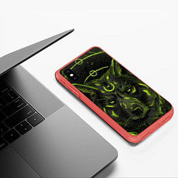 Чехол iPhone XS Max матовый Эзотерический Волк, цвет: 3D-красный — фото 2