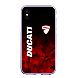 Чехол iPhone XS Max матовый DUCATI ДУКАТИ КАМУФЛЯЖ, цвет: 3D-светло-сиреневый