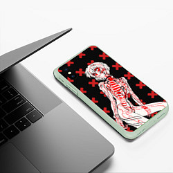 Чехол iPhone XS Max матовый Ева 00 Аянами Рей в X Ray, цвет: 3D-салатовый — фото 2