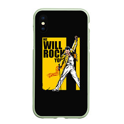 Чехол iPhone XS Max матовый We will rock you, цвет: 3D-салатовый