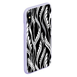 Чехол iPhone XS Max матовый Листья в черно-Белом Цвете, цвет: 3D-светло-сиреневый — фото 2