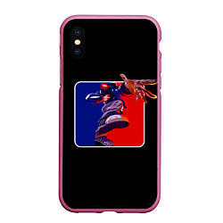 Чехол iPhone XS Max матовый Logo LB, цвет: 3D-малиновый