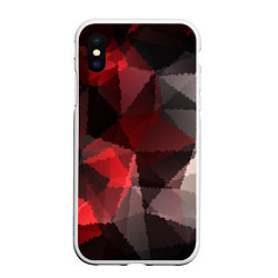 Чехол iPhone XS Max матовый Серо-красная абстракция, цвет: 3D-белый