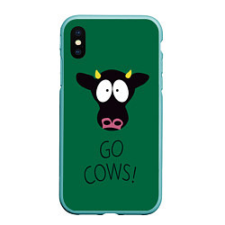 Чехол iPhone XS Max матовый Go Cows, цвет: 3D-мятный