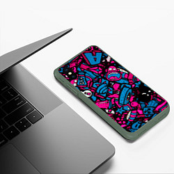 Чехол iPhone XS Max матовый Мультяшные кислотные картинки, цвет: 3D-темно-зеленый — фото 2