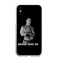 Чехол iPhone XS Max матовый Never give up, цвет: 3D-белый