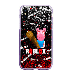 Чехол iPhone XS Max матовый Roblox piggyСвинка Пигги, цвет: 3D-светло-сиреневый