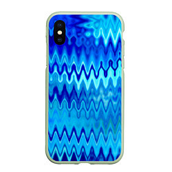 Чехол iPhone XS Max матовый Синий-голубой абстрактный узор, цвет: 3D-салатовый