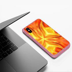 Чехол iPhone XS Max матовый Желто-оранжевая абстракция, цвет: 3D-малиновый — фото 2