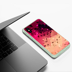 Чехол iPhone XS Max матовый Бежево-малиновый абстрактный, цвет: 3D-салатовый — фото 2