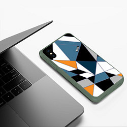 Чехол iPhone XS Max матовый Геометрический узор, цвет: 3D-темно-зеленый — фото 2