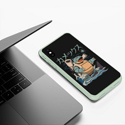 Чехол iPhone XS Max матовый Бластозавр, цвет: 3D-салатовый — фото 2