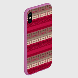 Чехол iPhone XS Max матовый Полосатый вышитый орнамент, цвет: 3D-фиолетовый — фото 2