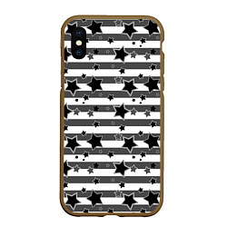 Чехол iPhone XS Max матовый Черно-белый полосатый узор