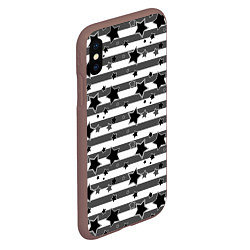 Чехол iPhone XS Max матовый Черно-белый полосатый узор, цвет: 3D-коричневый — фото 2