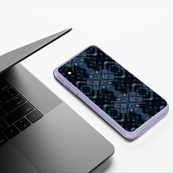 Чехол iPhone XS Max матовый Темный синий абстрактный узор, цвет: 3D-светло-сиреневый — фото 2