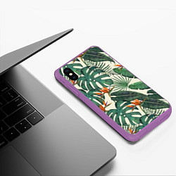 Чехол iPhone XS Max матовый Тропический паттерн, цвет: 3D-фиолетовый — фото 2