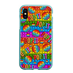 Чехол iPhone XS Max матовый POP IT SMILE ПОП ИТ ПУПЫРКА, цвет: 3D-мятный