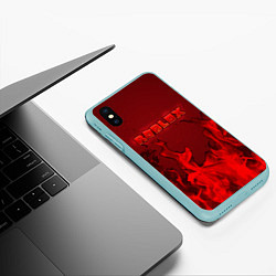 Чехол iPhone XS Max матовый ROBLOX ОГОНЬ, цвет: 3D-мятный — фото 2