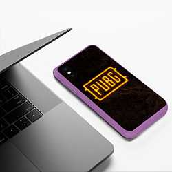 Чехол iPhone XS Max матовый PUBG ПАБГ NEON, цвет: 3D-фиолетовый — фото 2