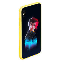 Чехол iPhone XS Max матовый Cyberpunk Girl, цвет: 3D-желтый — фото 2