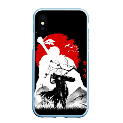 Чехол iPhone XS Max матовый Берсерк силуэт Гатса, цвет: 3D-голубой