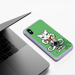 Чехол iPhone XS Max матовый ЯПОНСКИЙ КОТ JAPANESE CAT Z, цвет: 3D-светло-сиреневый — фото 2