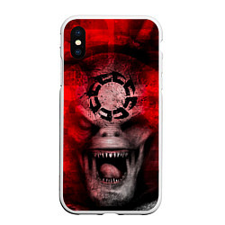 Чехол iPhone XS Max матовый ШЕСТЕРНЯ GEARS OF WAR Z, цвет: 3D-белый