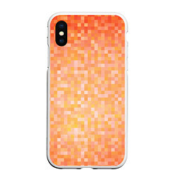 Чехол iPhone XS Max матовый Оранжевая пиксель абстракция