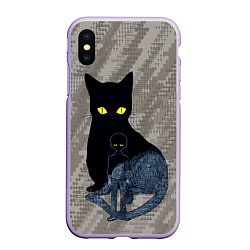 Чехол iPhone XS Max матовый Cat psycho 100 Моб Психо 100 Z, цвет: 3D-светло-сиреневый