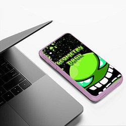 Чехол iPhone XS Max матовый Geometry Dash Green, цвет: 3D-сиреневый — фото 2