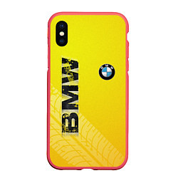Чехол iPhone XS Max матовый BMW СЛЕДЫ ШИН БМВ, цвет: 3D-красный