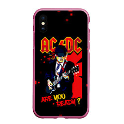 Чехол iPhone XS Max матовый ARE YOU REDY? ACDC, цвет: 3D-малиновый